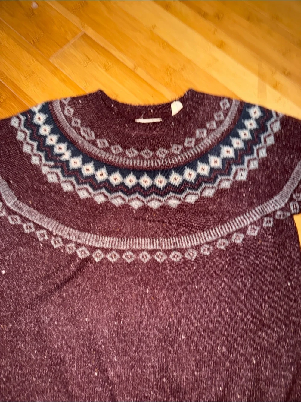 Weatherproof Vintage Men’s Fair Isle Crewneck Sweater Size L Burgundy Gray